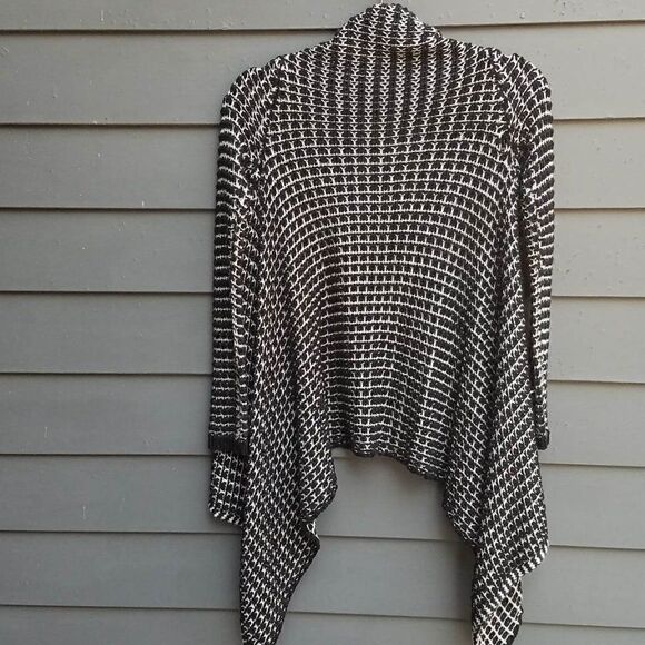BCBG Maxazria Black White Open Front Cardigan size S/M - Picture 7 of 8